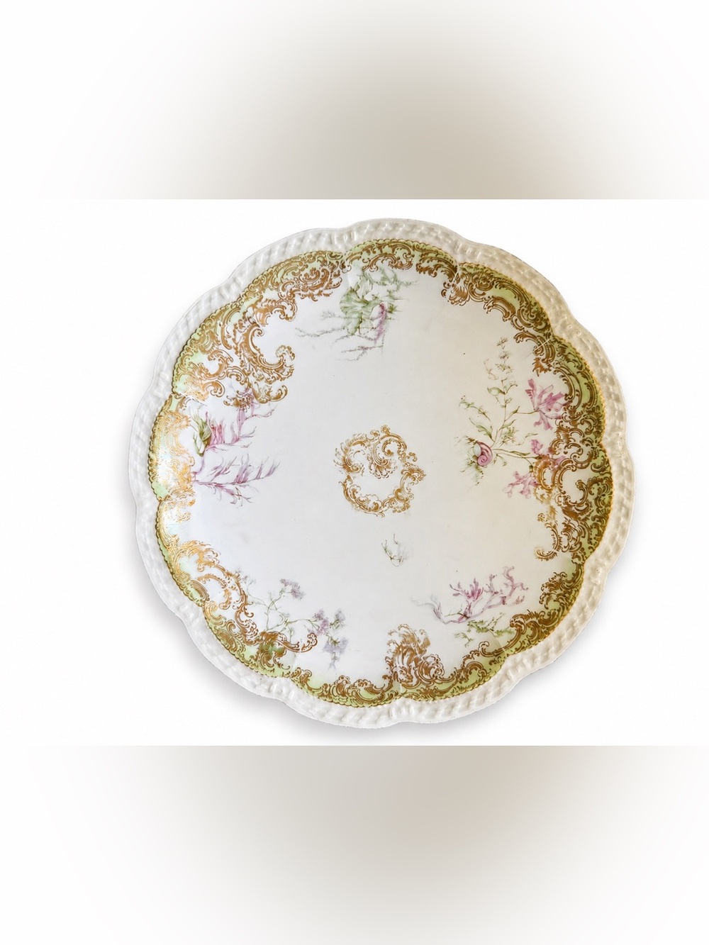 Vintage Haviland Limoges “The Hollenden” Floral Gold Gilt Porcelain Plate